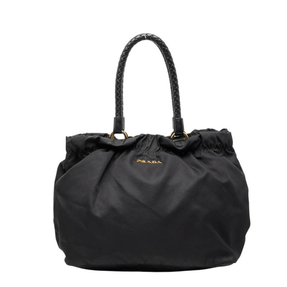 Prada handbag tote bag black leather